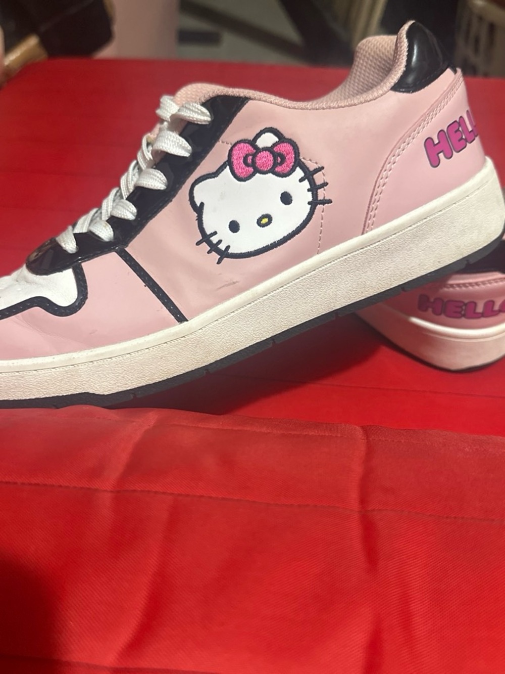 Hello Kitty Pink and White Low-Top Sneakers for Women